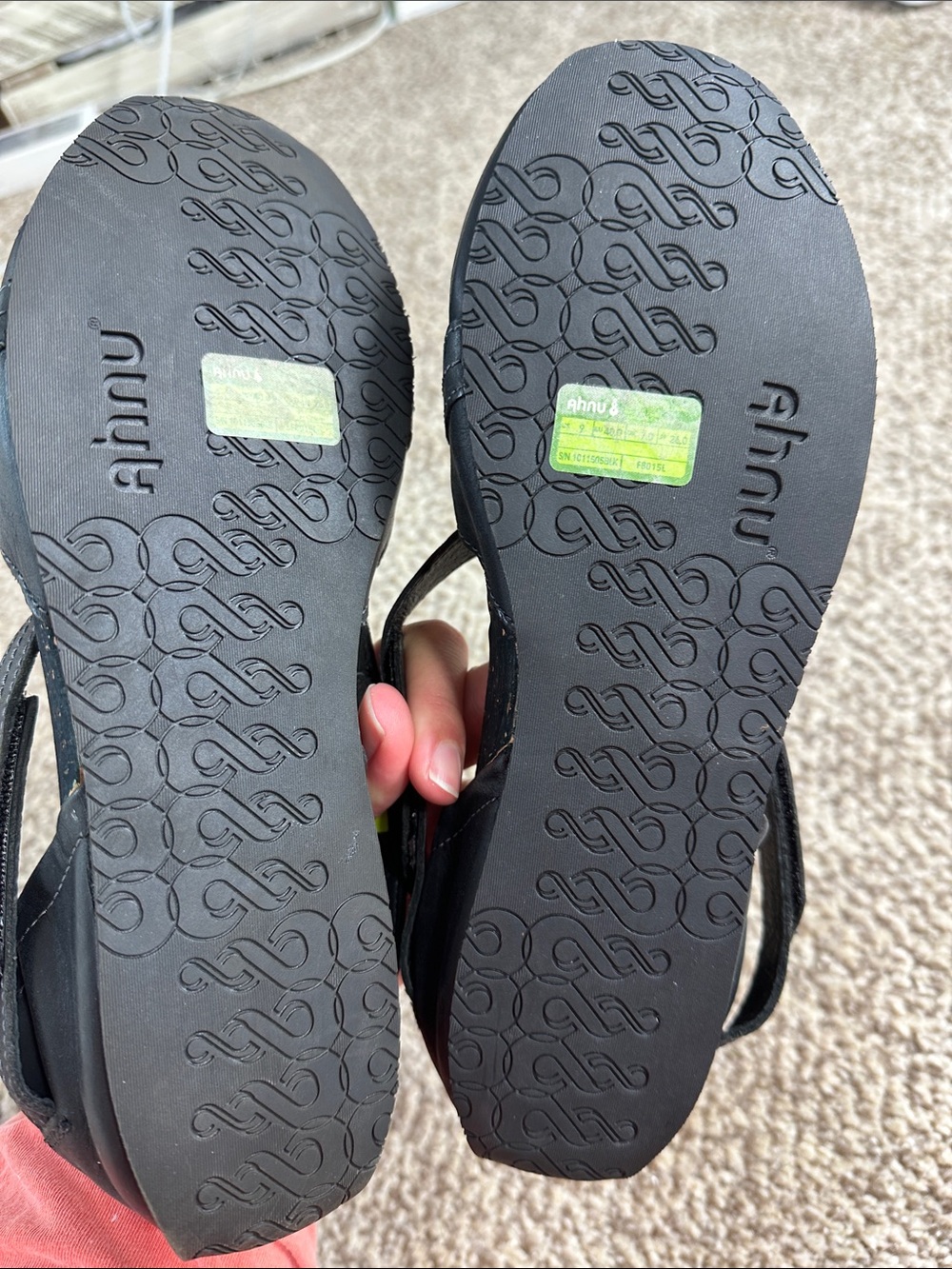 Ahnu Black Leather Cross-Strap Flats - Picture 5 of 5